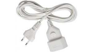 Extension Cable IP20 PVC Euro Type C (CEE 7/16) Plug - DE Type F (CEE 7/3) Socket 3m White