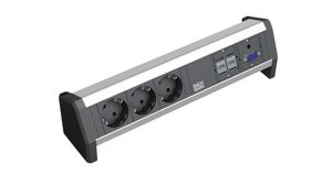 Tisch-Steckdose DESK 1 3x Steckdose Typ F (CEE 7/3) mit Schutzkontakt / VGA Socket / 3.5 mm Buchse / RJ45 - GST18i3