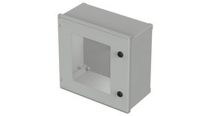 Plastic Enclosure with Viewing Window, Polysafe, 400x400x200mm, Light Grey, Glass Fibre Polyester