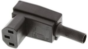 IEC Connector, Outlet, C13, 10A, ø7.6mm, Right Angle
