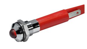 LED kontrolka, Červená, 22mcd, 230V, 8mm, IP67