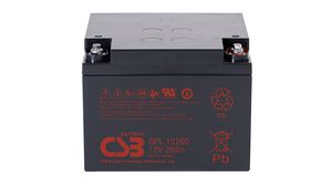 Rechargeable Battery, Lead-Acid, 12V, 26Ah, Screw Terminal, M5