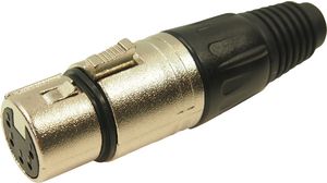 XLR Connector, Female / Plug, Straight, Cable Mount, Poles - 5