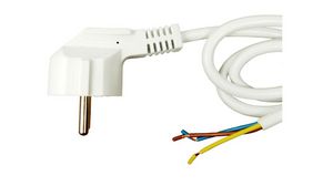 AC-Netzkabel, DE/FR Typ F/E (CEE 7/7) Stecker - Offene Enden, 2m, Weiss