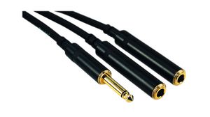 Audio Cable, Mono, 6.35 mm Jack Plug - 2x 6.35 mm Jack Plug, 300mm