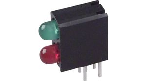 PCB LED Gr 565nm, R 635nm 3 mm Grønn/rød