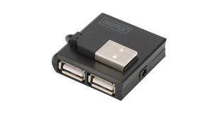 USB Hub, USB-A Plug, 2.0, USB Ports 4, USB-A Socket