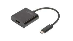 USB-adapter, USB-C-kontakt - HDMI-uttag, 4096 x 2160, Svart