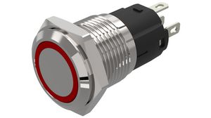Podświetlany przełącznik przyciskowy Funkcja chwilowa 1CO LED Czerwony / Zielony Okrąg Połączenie lutowane