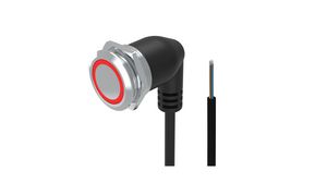 Illuminated Pushbutton Switch Angled Latching Function 1CO 35 V LED Red Ring Open End