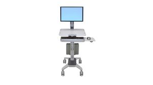 Single LCD Monitor Mobile Workstation with CPU Holder, Adjustable, 432 x 521mm x 1.7m, 12.2kg