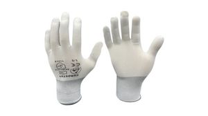 ESD-beskyttelseshandsker, Polyester, Handskestørrelse M, Hvid