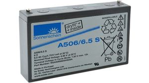 Batterie rechargeable, Plomb-Acide, 6V, 6.5Ah, Borne à lame, 4.8 mm