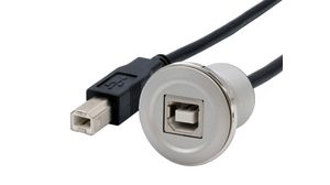 Feed-Through Adapter, 300mm, USB 2.0 B Socket - USB 2.0 B Plug