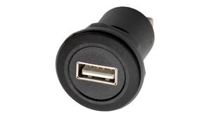 Genomföringsadapter med låsmutter, USB-A 2.0-sockel - USB-A 2.0-sockel