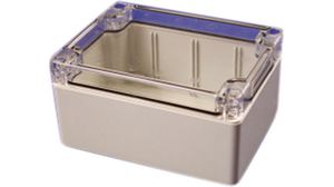 Watertight Enclosure Clear Lid, Polycarbonate, 90x120x60.5mm, Clear / Light Grey