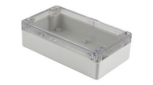 Watertight Enclosure, Polycarbonate, 90x160x45mm, Clear / Light Grey