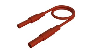 Test Lead, Plug, 4 mm - Socket, 4 mm, Red, Nickel-Plated Brass, 1m