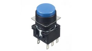 Pushbutton Switch Latching Function 2CO Panel Mount Black / Blue