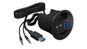 In-Desk Port Replicator, Audio-In/Out / USB-A Plug, Self-Powered, Ports Total 7