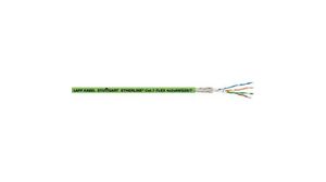 Cat7 Ethernet Cable, S/FTP, Green Polyurethane Sheath, 100m, Flame Retardant, Halogen Free