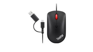 USB-C-Maus ThinkPad 2400dpi Optisch Beidhändig verwendbar Schwarz
