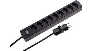 Stopcontactstrip met schakelaar & clip-clap® 9 CH-socket type J (T13) Zwart CH-stekker type J (T12)