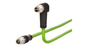 Cordset, M12 Plug - M12 Plug, 8 Conductors, 1m, IP65 / IP67, Green