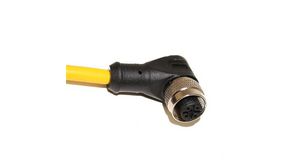 Cordset, M12 Socket - Bare End, 4 Conductors, Angled, 5m, Yellow