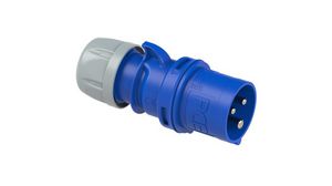 CEE Plug SHARK, Blue / White, 3P, Cable Mount, 2.5mm², 16A, IP44, 230V