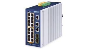 PoE Switch, Layer 2 Managed, 1Gbps, 320W, RJ45 Ports 18, PoE Ports 16, Fibre Ports 2SFP