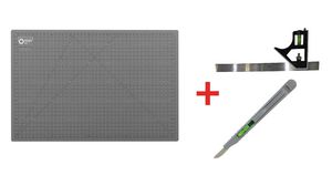 Self Healing Cutting Mat A3 + Combination Square + Retractable Safety Knife Bundle