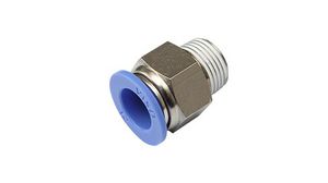 Fitting, POM Sleeve, Brass, 20.8mm, R3/8", Male Thread - Ø8 mm, Push-In Connector