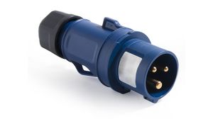 CEE Plug, Blue, 3P, Cable Mount, 16A, IP44, 250V