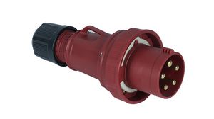 CEE Plug, Red, 5P, Cable Mount, 63A, IP67, 415V