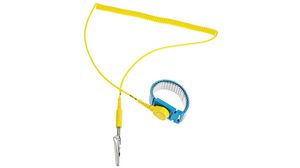 Pasek uziemiający ESD na nadgarstek z przewodem, Niebieski/żółty