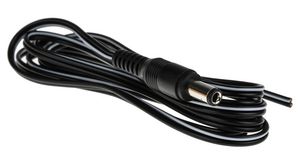 DC Power Cable Assembly, 2.5x5.5x10.9mm Plug - Bare End, Straight, 1.8m, Black