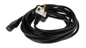 IEC Device Cable IEC 60320 C13 - UK Type G (BS1363) Plug 5m Black