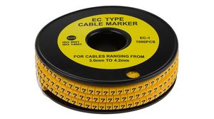Slide-On Pre-Printed '7' Cable Marker 4mm Reel of 1000 pieces