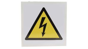 Elektrisches Gefahrenzeichen, Vierkant, Schwarz/gelb / Weiss, Vinyl, Warnung
