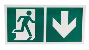 Safety Sign, Emergency Exit, Rectangular, White on Green, Plastic, Safety Condition, 1pcs