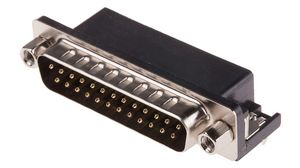 D-Sub Connector, Steel, Plug, DB-25, 3A, 250V