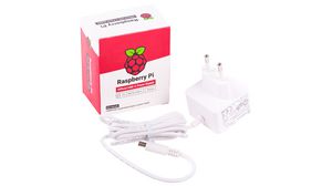 Raspberry Pi - nabíječka, 5 V, 3 A, USB typu C, zástrčka EU, bílá