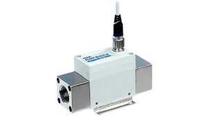 Digital Flow Switch Water 100L/min 10bar 3% 24V G1" Plug, M12, 3 m Lead Wire IP65