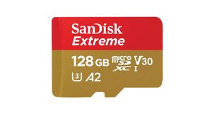 Industrial Memory Card, microSD, 128GB, 170MB/s, 80MB/s, Gold / Red