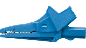 Safety crocodile clip, Blue, 1kV, 20A