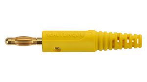 Banana Plug ø4mm, Yellow, 32A, Soldering, Gold-Plated