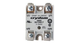 GNA5 Series Solid State Relay, 25 A rms Load, Panel Mount, 280 V ac Load, 32 V dc Control