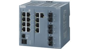 Ethernet-switch, RJ45-porter 13, Fiberporter 3ST, 100Mbps, Layer 2-administrert