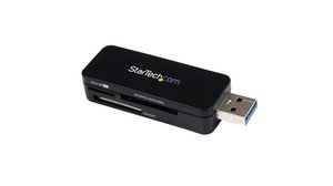 Memory Card Reader, External, Number of Slots 3, USB-A 3.0, Black